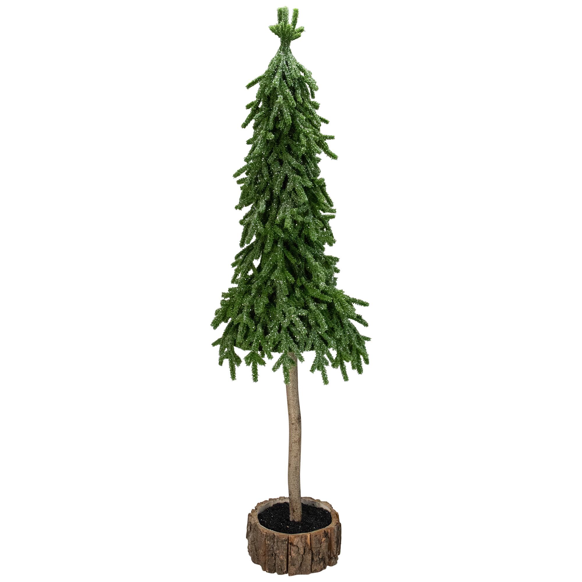 29.5" Unlit Down Swept Iced Artificial Christmas Tree in Wood Base